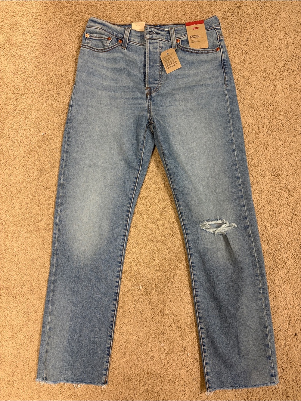 Levi's Light Blue Straight-Leg Jeans. High rise 29 x 28